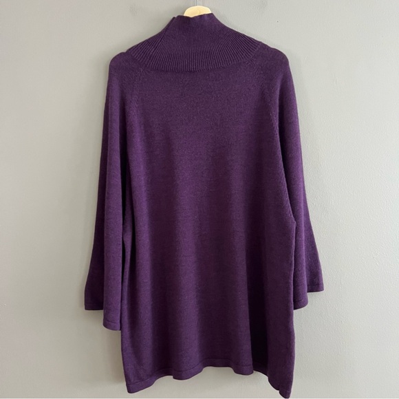 Eileen Fisher Sweater Women's Purple 100% Merino Wool Turtleneck Lagenlook Sz L - Picture 2 of 11